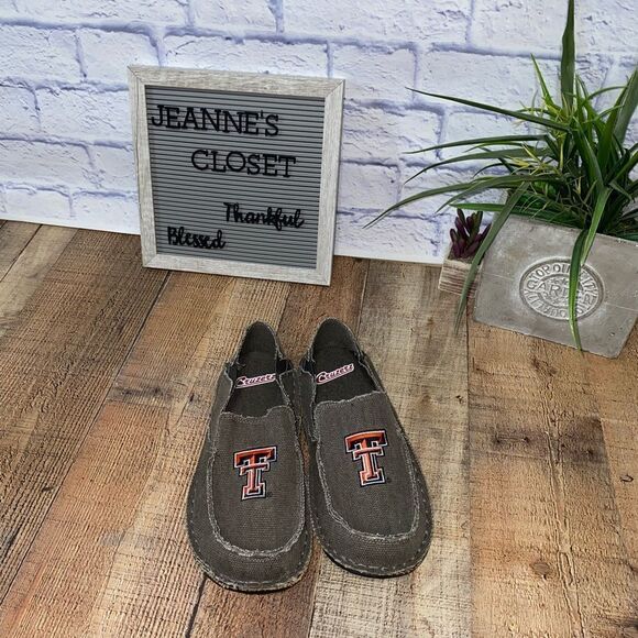 Men's TEXAS TECH Slip On Canvas Loafer Shoes Tan cruzerz NEW - Picture 11 of 12